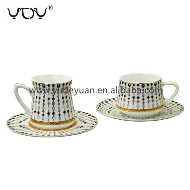 Custom printed bulk china unique shape coffee tea fine bone china cups and saucers