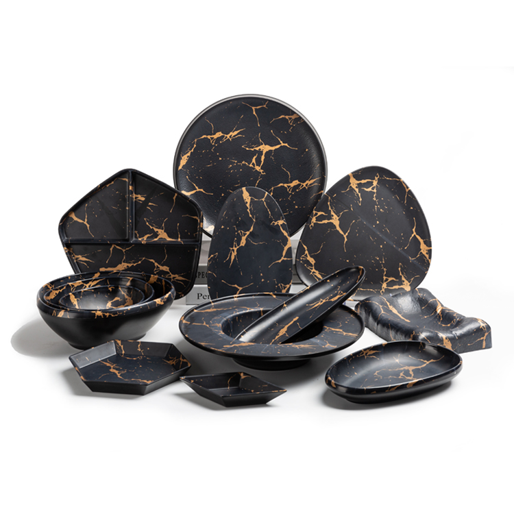 New unbreakable melamine marble design restaurant tableware