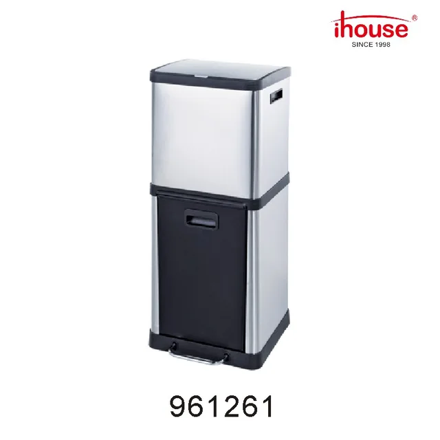 18L+20L 2-compartment stainless steel pedal bin（matt，fingerprint proof）