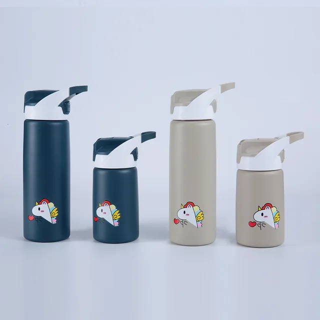 350ml / 600ml Stainless steel sport water bottle with straw