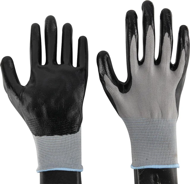 13G polyester black nitrile coated work gloves