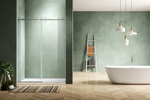 Frameless sliding door with big roller