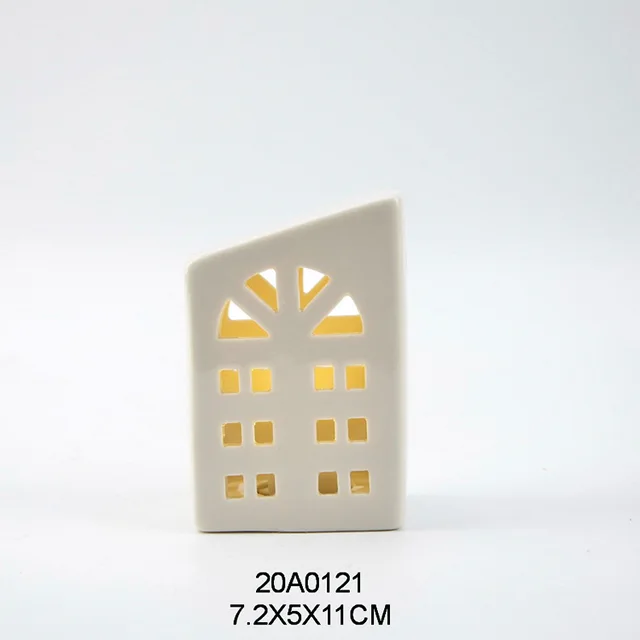 Ceramic porcelain hollow out LED light Christmas house table decors