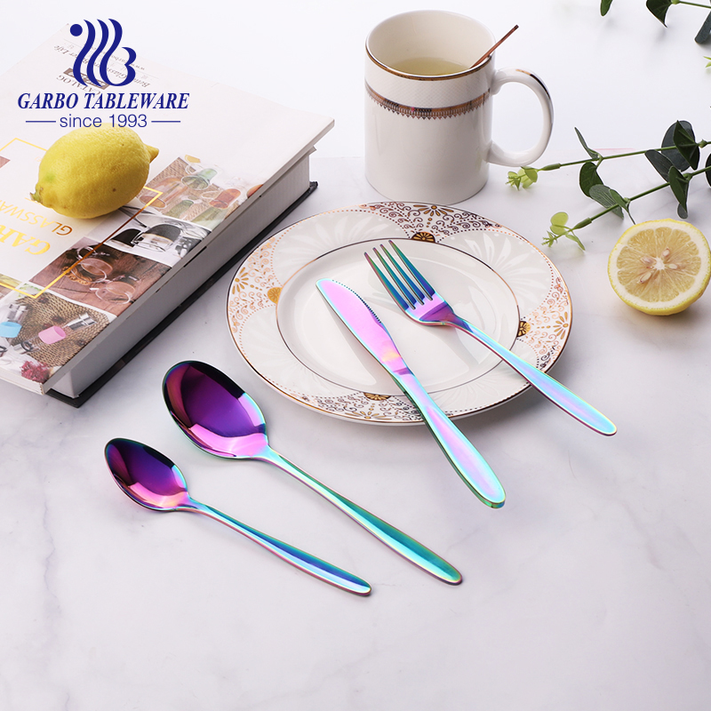 16 pcs set colorful plating stainless steel cutlery dinner sets with mirror polish