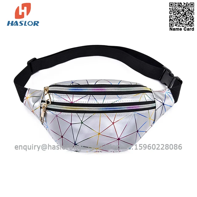 0116 W haslor Sports hologram Belt bag pouch bag ，New geometric Ringer waterproof chest bag， wasit bag