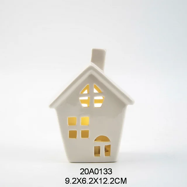 Ceramic porcelain hollow out LED light Christmas house table decors