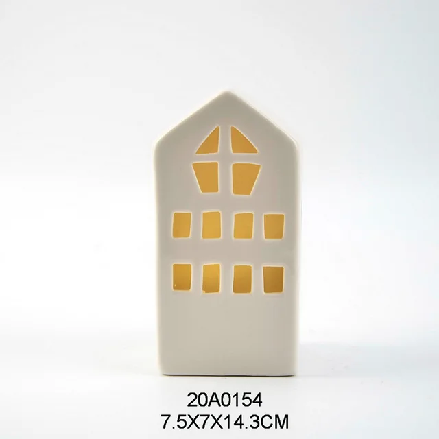 Ceramic porcelain hollow out LED light Christmas house table decors