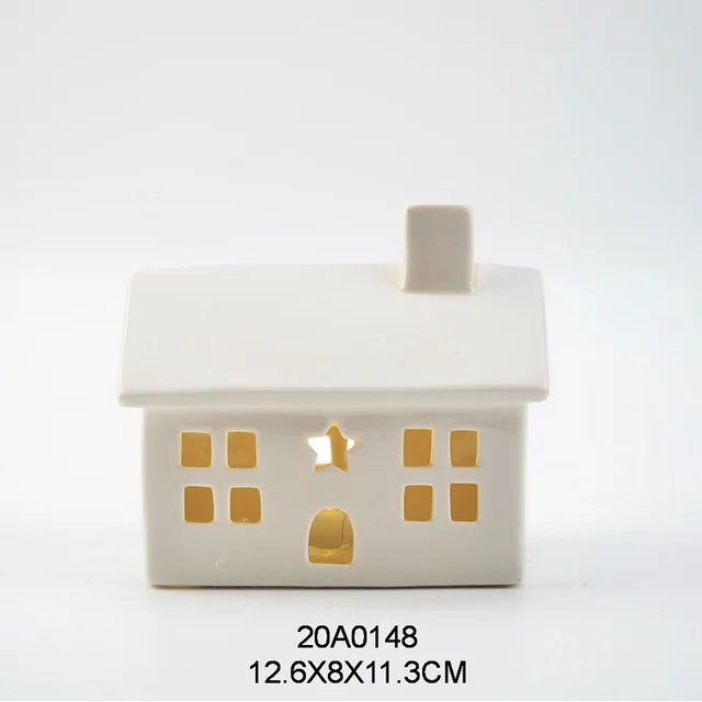 Ceramic porcelain hollow out LED light Christmas house table decors