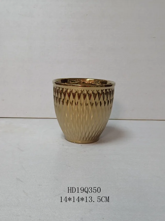 Geometry design gold-plated and silver-plated ceramic plant pot for garden