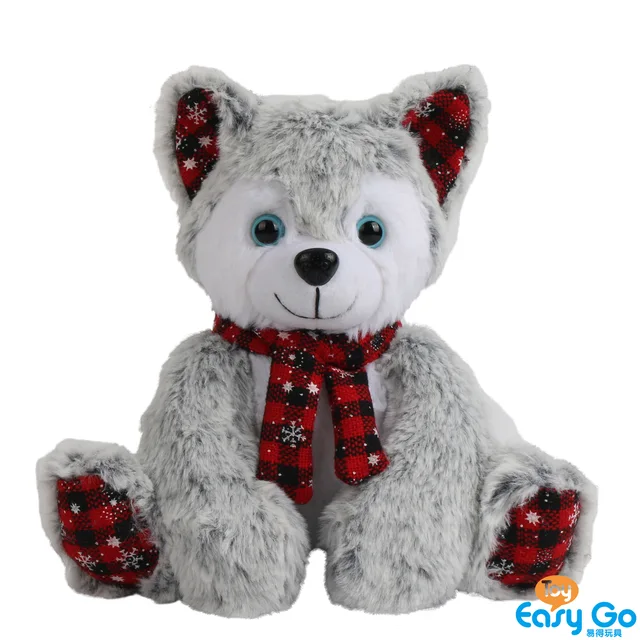 Christmas stuffed sitting husky plush toy