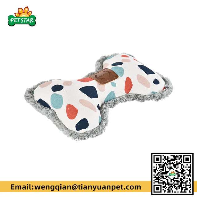 Pet chew toy dog bone shape chew toy terrazzo print fashionable chew toy