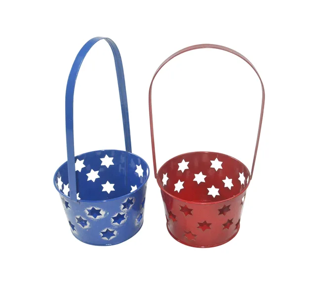 Christmas Colorful Star hollowed-out pattern gift storage basket with handle