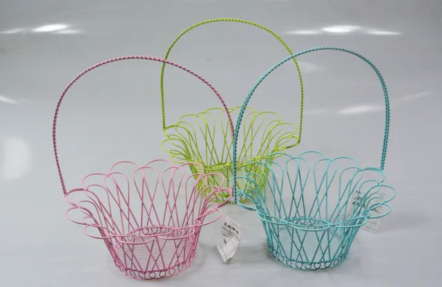 Easter decorative metal wire gift basket storage