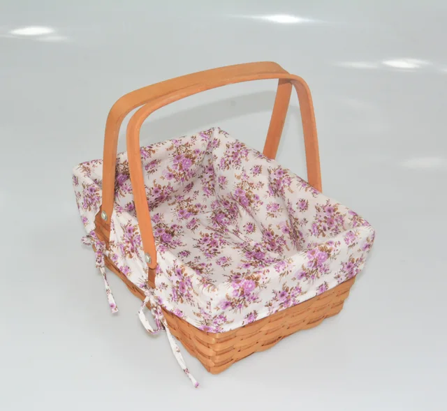 Wood chip woven bread portable picnic basket