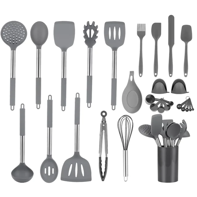 Justa 14 pcs Non-stick Heat Resistant Kitchen Utensils Set with Stainless Steel Handle