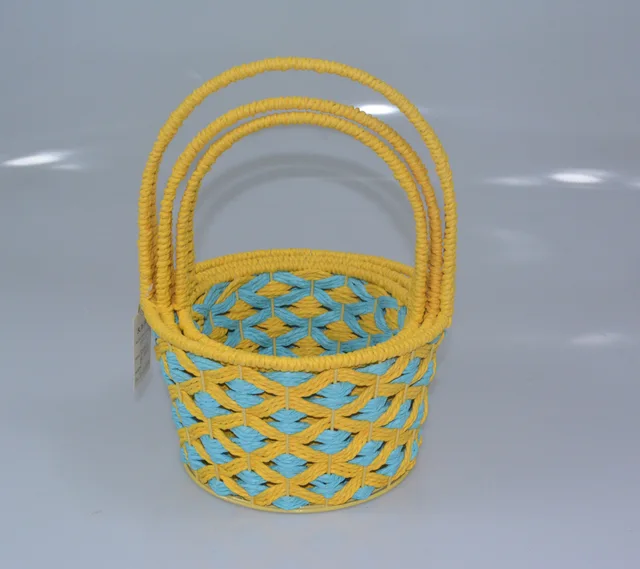 Household paper rope handwoven storage basket fruit bread basket set of 3