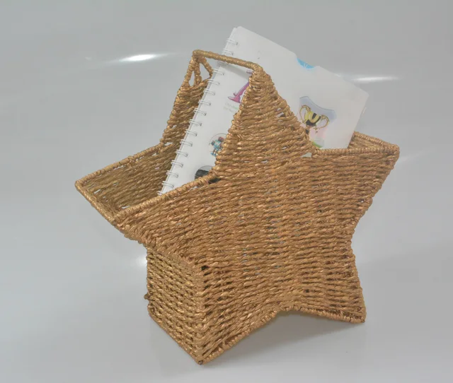 Household paper rope star shape woven storage basket fruit bread basket
