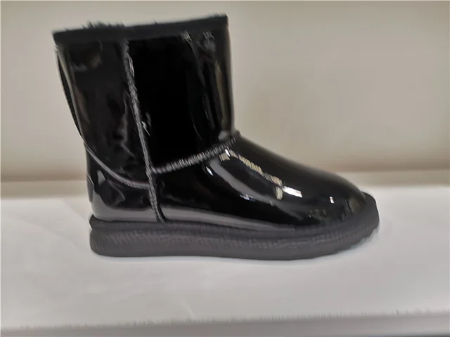 Ladies Fashion Sheepskin/Fake fur Snow Boot Winter shoes Water-Resistant Shinny Mirrow PU