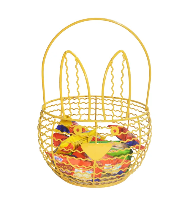 Easter colorful rabbit shape metal wire candy gift storage basket set of 3