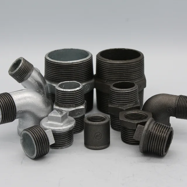 Complete size range malleable iron pipe fittings medium banded hot dip galvanized nipples