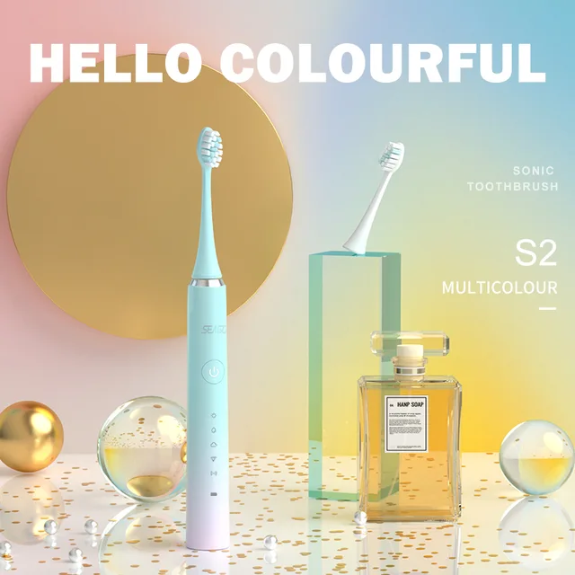 SEAGO Rechargeable Sonic Electric Toothbrush 5 Mode Waterproof Fast chargeable Electric Tooth Brush Head Adult S2 Couple Gift