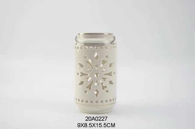 Ceramic porcelain Christmas hollow LED light lantern