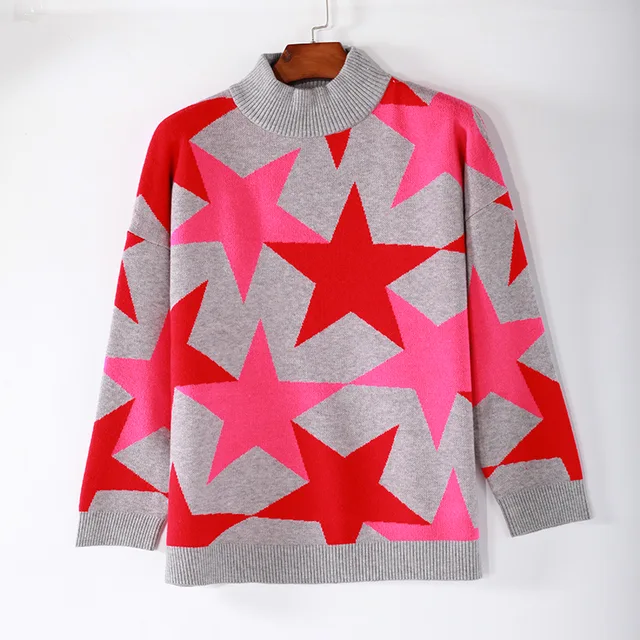 Women's Half Neck Jacquard Knitted Pullover