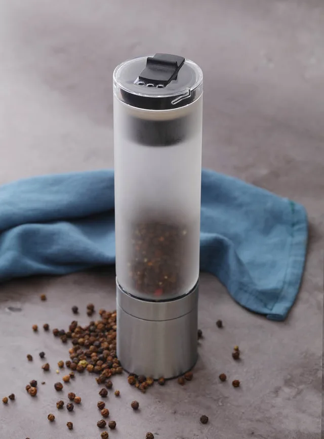 Salt & Pepper Grinder Ceramic Mechanism Borosilicate Glass