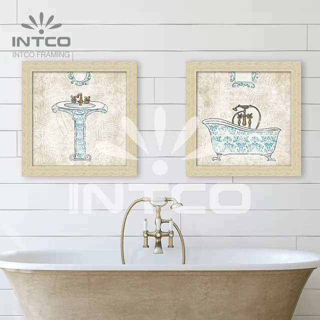 Bathroom with Blue Pattern