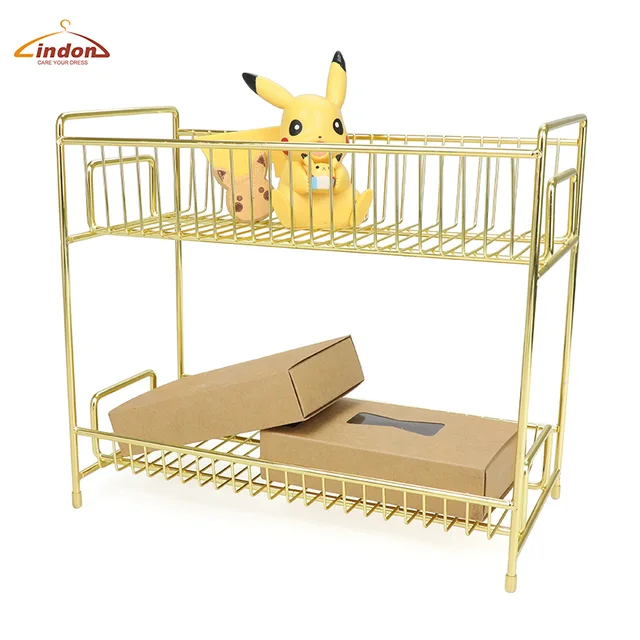 2 Tier Gold Metal Cosmetic Rack Storage Basket