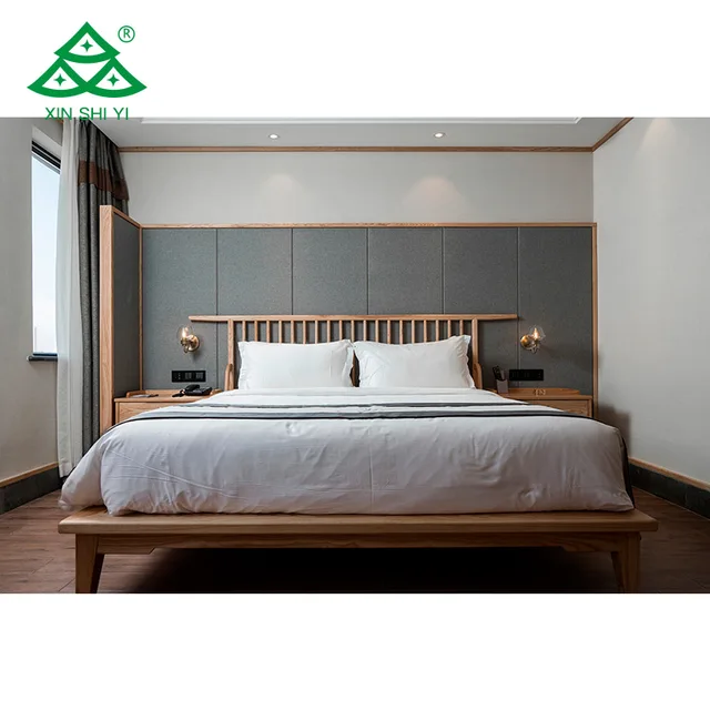 Custom-made hotel bedroom solid wood furniture