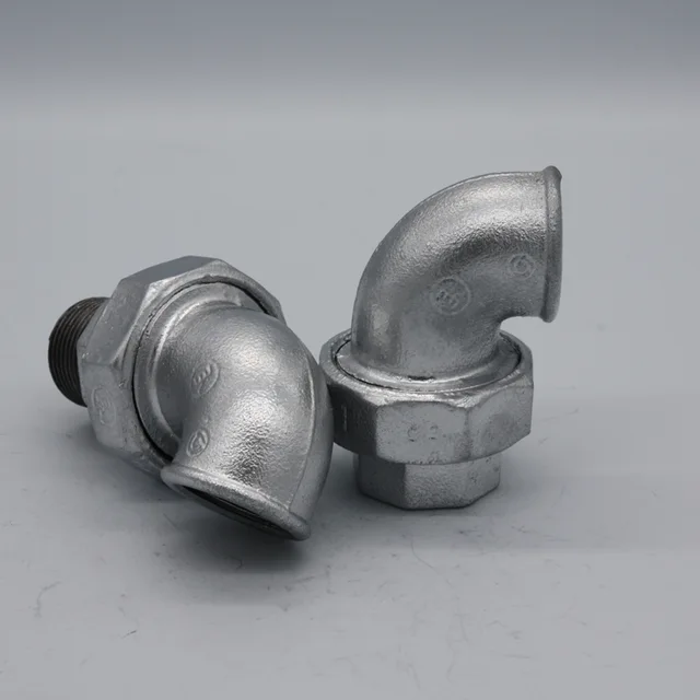 Galvanized Union Elbow, Conical Seat M&f