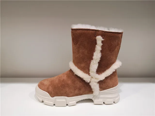 Ladies Fashion Sheepskin/Fake fur Snow Boot Winter shoes Water-Resistant Fashion outsole