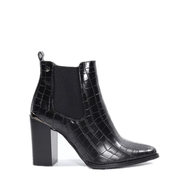 Women Ankle Footwear In Elastic Styles With High Heel Crocodic Pu For Elegant Fashion Female