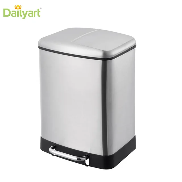 2 compartment stainless steel recycled pedal dust bin