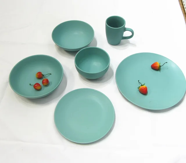 Ceramic matte color glazed dinner set plate bowl and mug set