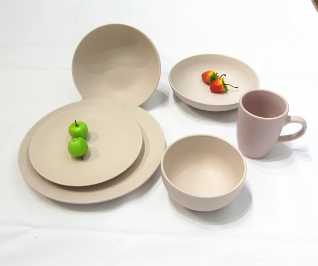 Ceramic matte color glazed dinner set plate bowl and mug set