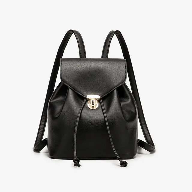 New fashion high-capacity backpack black PU backpack casual sports bag soft leather bag waterproof mommy bag
