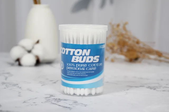 #1 A Plastic cotton buds in round PP caniste