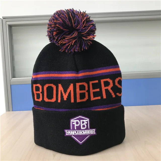 Jacquard and embroidery knitted beanie hat