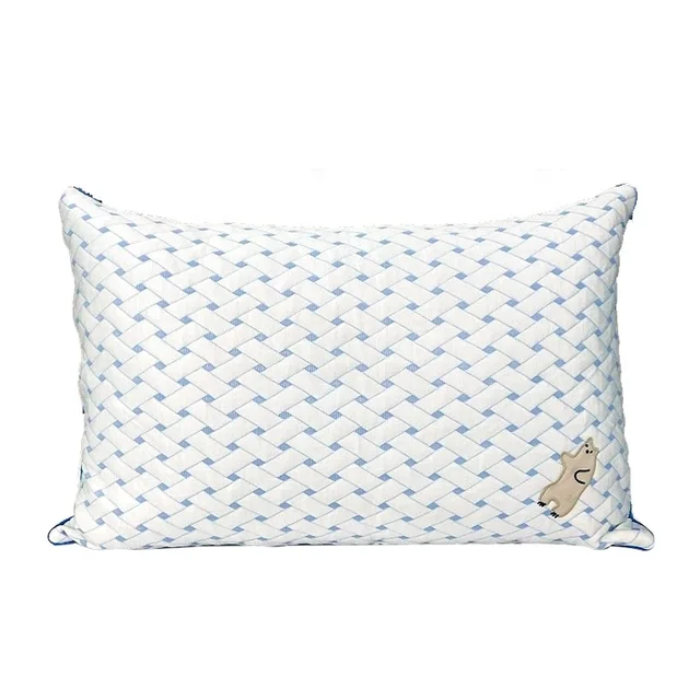 Jacquard style knitted cooling pillow filled with down-alternative inner with customized pattern