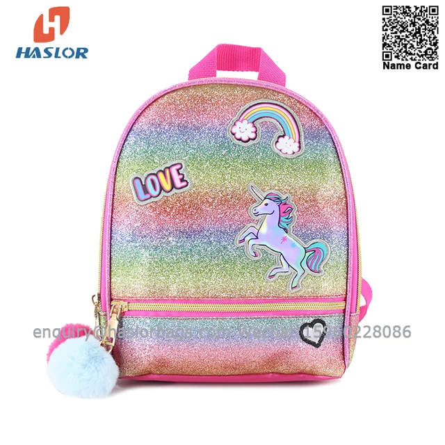 01 #A haslor cute school bag pompom dangle fashion school bag for girl