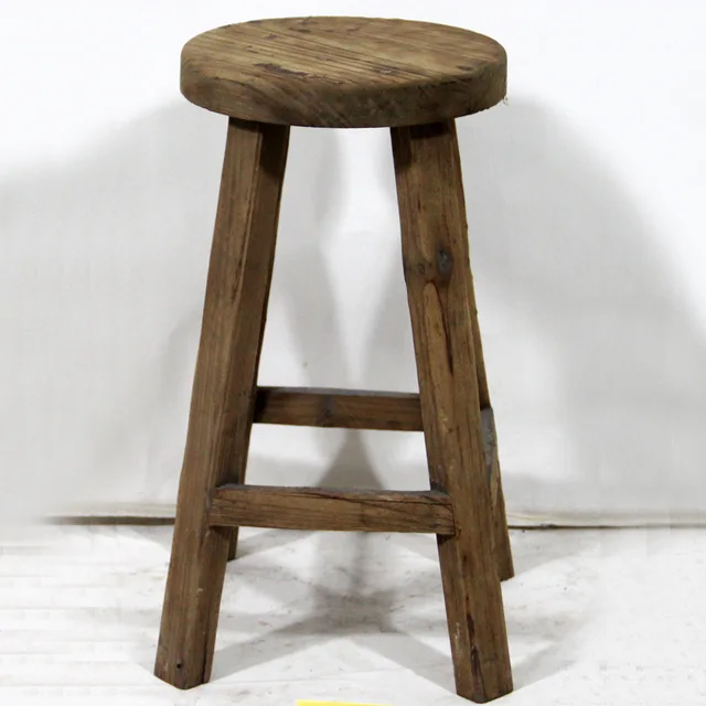 Farmhouse Recycle Antique Vintage Reclaimed Wooden Retro Bar Stool