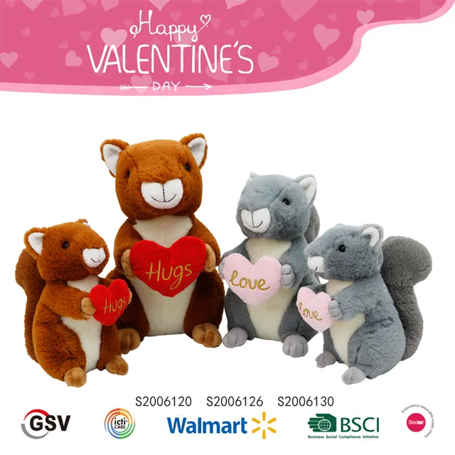Valentine Animals Squirrel Gtst Plush Toy（s2006120/S2006126/S2006130）