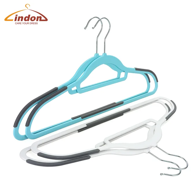 Grey Blue Slim Non Slip Plastic Clothes Hangers for Adult