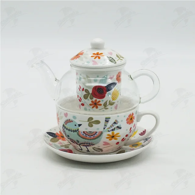 Tea For One with flower & bird Design