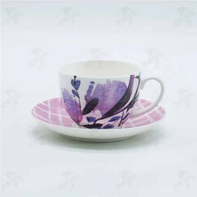 280ml coffee cup&saucer with watercolor flower design
