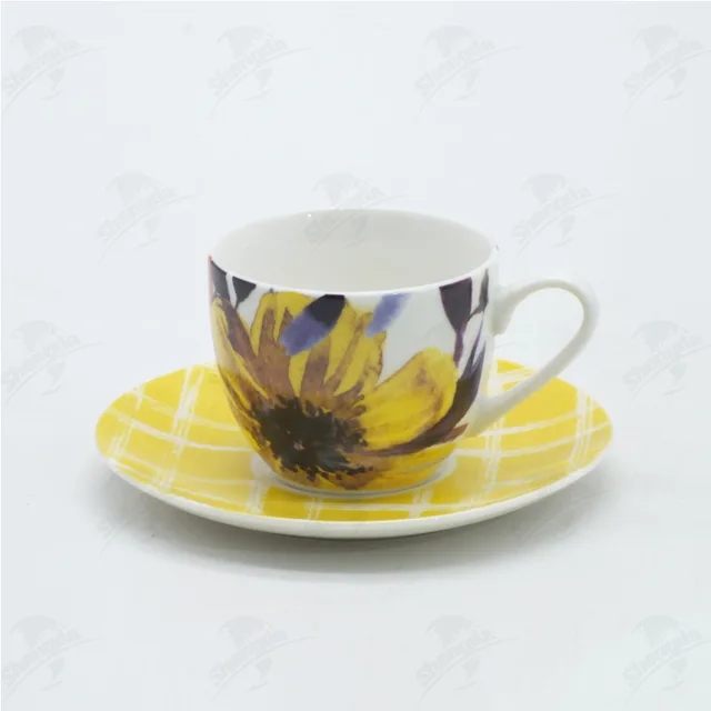 90ML Cup&Saucer with watercolor flower Design