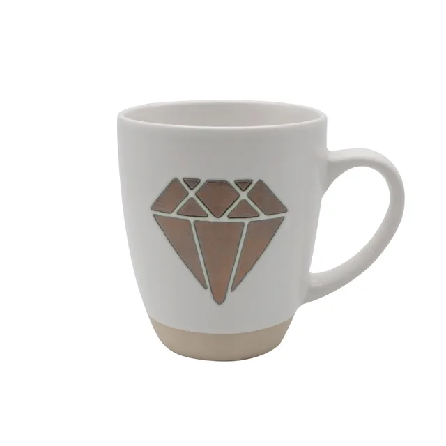 ZH-1976stoneware mug with stamp designs 350cc mug