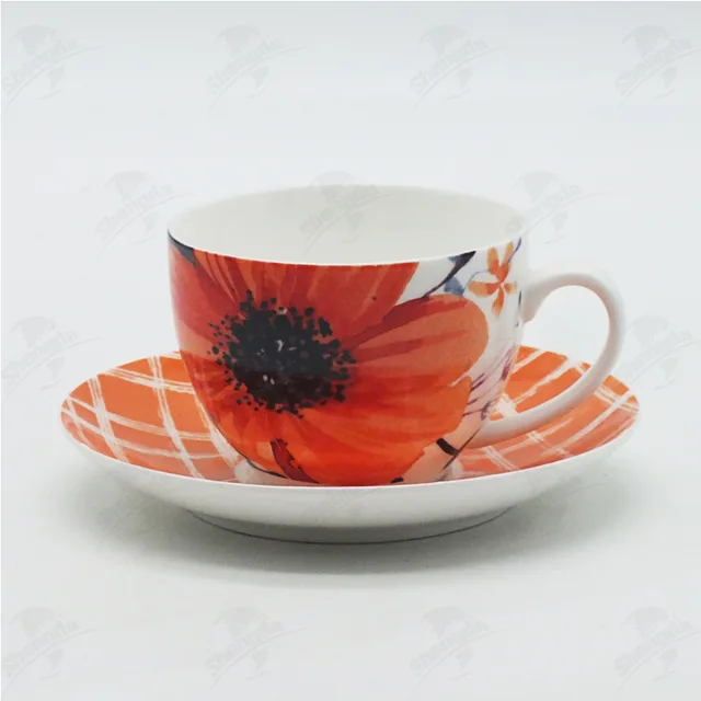 280ml coffee cup&saucer with watercolor flower design